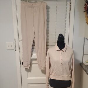PINK Victoria's Secret 2 Piece Ribbed Thermal PJ Set